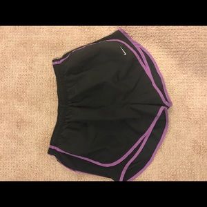 Nike Tempo shorts with purple lining